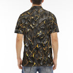 Men's Polo Shirt Shiny Black and Golden Texture