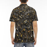 Men's Polo Shirt Shiny Black and Golden Texture