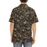 Hawaiian Shirt Shiny Black and Golden Texture