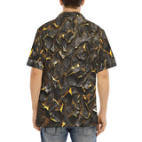 Hawaiian Shirt Shiny Black and Golden Texture