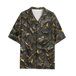 Hawaiian Shirt Shiny Black and Golden Texture