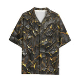 Hawaiian Shirt Shiny Black and Golden Texture