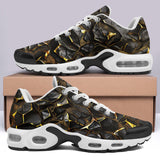 Air Cushion Sneakers Shiny Black and Golden Texture
