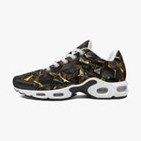 Air Cushion Sneakers Shiny Black and Golden Texture