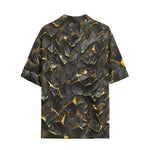Hawaiian Shirt Shiny Black and Golden Texture