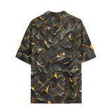 Hawaiian Shirt Shiny Black and Golden Texture