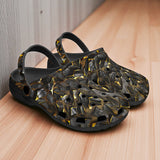 Classic Clogs Shiny Black and Golden Texture