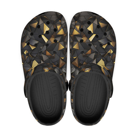 Classic Clogs Black and Gold Geometric Art