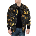 Bomber Jacket Black and Gold Geometric Art