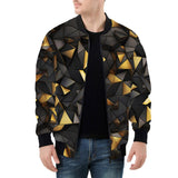 Bomber Jacket Black and Gold Geometric Art