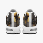 Air Cushion Sneakers Black and Gold Geometric Art