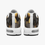 Air Cushion Sneakers Black and Gold Geometric Art