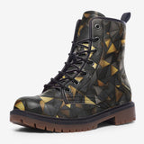 Leather Boots Black and Gold Geometric Art