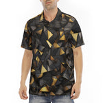 Men's Polo Shirt Black and Gold Geometric Art