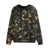 Men's Zip Up Hoodie Black and Gold Geometric Art