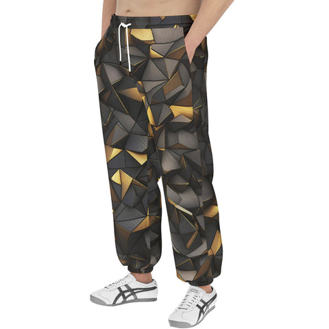Men's Sweatpants Black and Gold Geometric Art