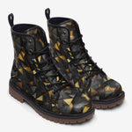 Leather Boots Black and Gold Geometric Art