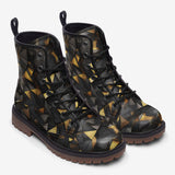 Leather Boots Black and Gold Geometric Art