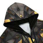 Men's Zip Up Hoodie Black and Gold Geometric Art