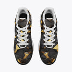 Air Cushion Sneakers Black and Gold Geometric Art