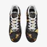 Air Cushion Sneakers Black and Gold Geometric Art