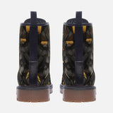 Leather Boots Black and Gold Geometric Art