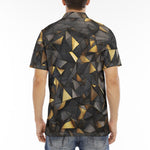 Men's Polo Shirt Black and Gold Geometric Art