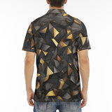 Men's Polo Shirt Black and Gold Geometric Art