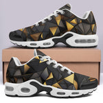 Air Cushion Sneakers Black and Gold Geometric Art