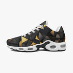 Air Cushion Sneakers Black and Gold Geometric Art