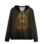 Men's Zip Up Hoodie Gold Tribal Symbol