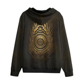 Men's Zip Up Hoodie Gold Tribal Symbol