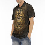 Men's Polo Shirt Gold Tribal Symbol
