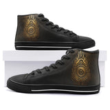 High-Top Canvas Shoes Gold Tribal Symbol