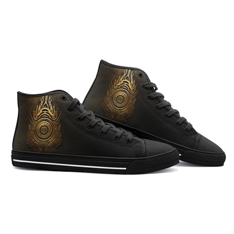 High-Top Canvas Shoes Gold Tribal Symbol