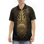 Men's Polo Shirt Gold Tribal Symbol