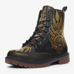 Leather Boots Gold Tribal Symbol