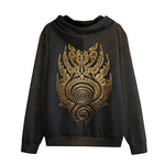 Men's Zip Up Hoodie Gold Tribal Symbol