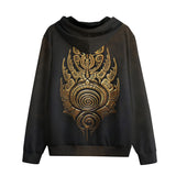 Men's Zip Up Hoodie Gold Tribal Symbol