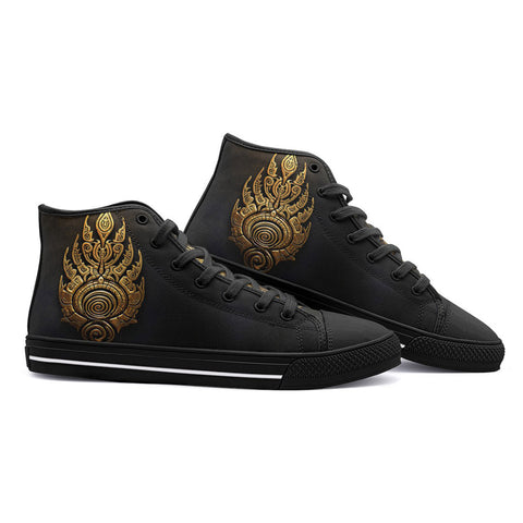 High-Top Canvas Shoes Gold Tribal Symbol