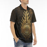 Men's Polo Shirt Gold Tribal Symbol