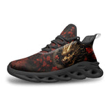 Sports Sneakers Golden Dragon Red Flowers