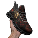 Sports Sneakers Golden Dragon Red Flowers