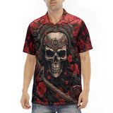 Men's Polo Shirt Japanese Samurai Skull Art