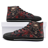 High-Top Canvas Shoes Japanese Samurai Skull Art