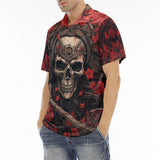 Men's Polo Shirt Japanese Samurai Skull Art