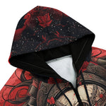 Men's Zip Up Hoodie Japanese Samurai Skull Art