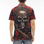 Men's Polo Shirt Japanese Samurai Skull Art