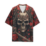 Hawaiian Shirt Japanese Samurai Skull Art