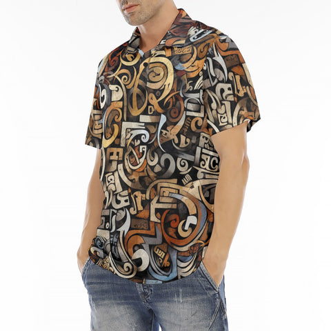 Men's Polo Shirt Various Shapes Romantic Graffiti